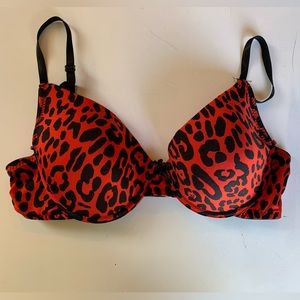 Red leopard print bra